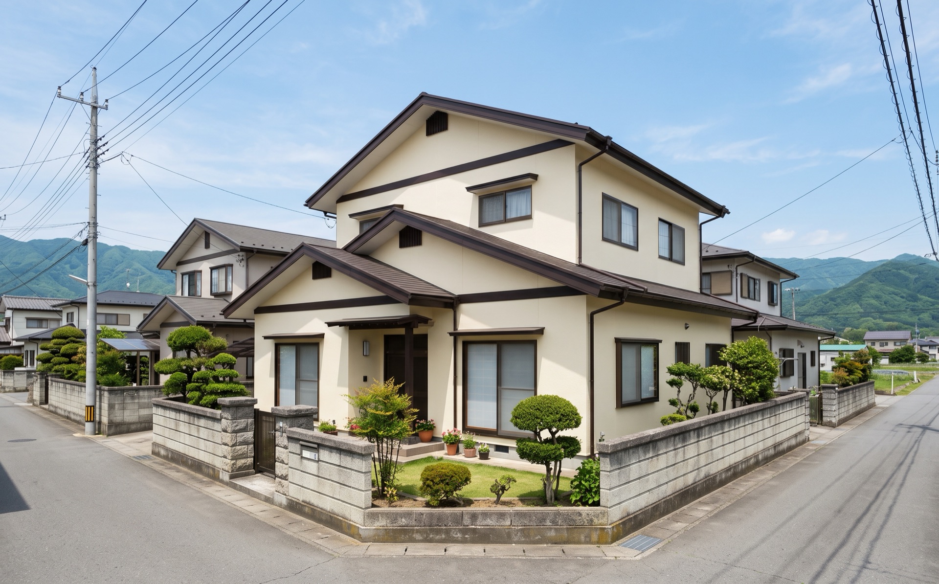 塗り替えを終えた住宅の屋根と外壁