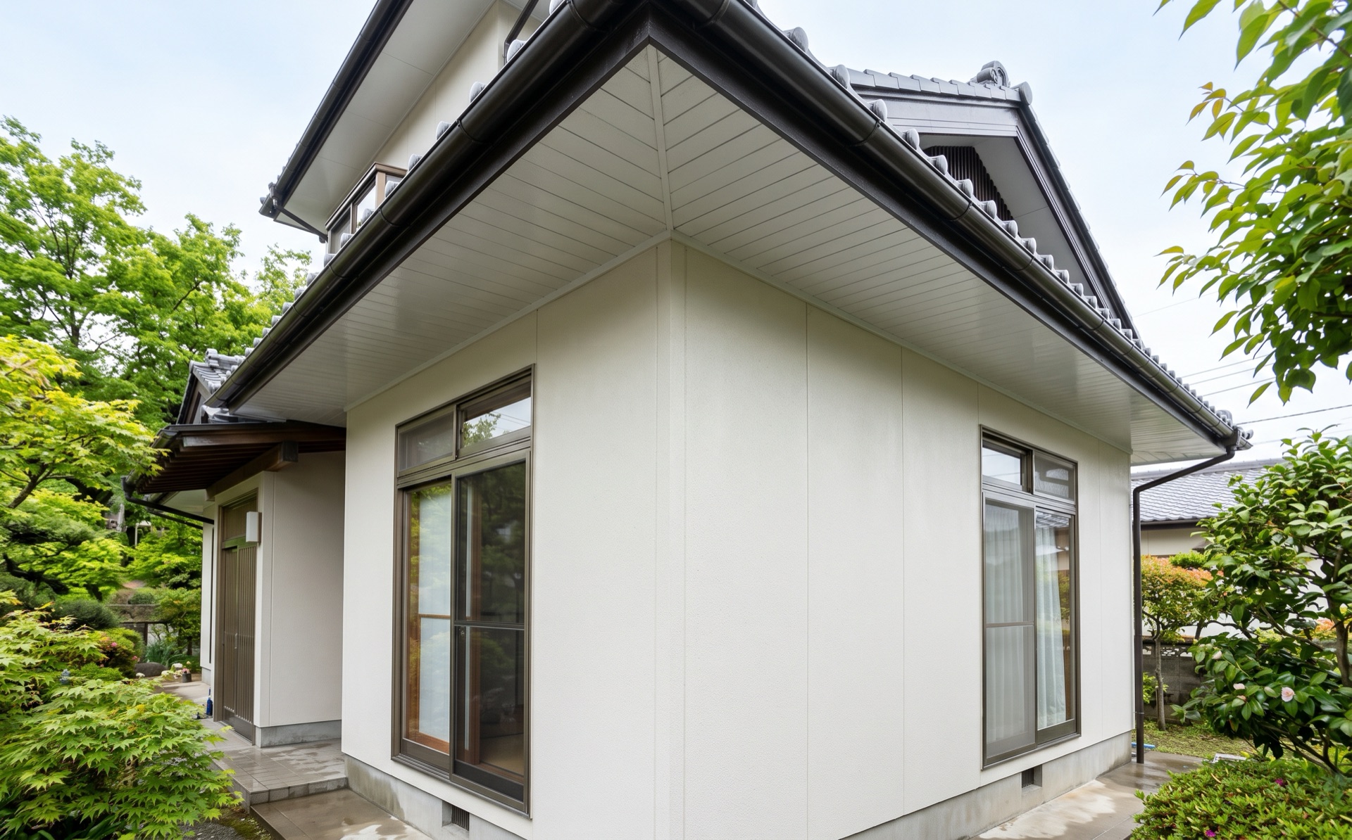洗浄を終えた住宅の外壁
